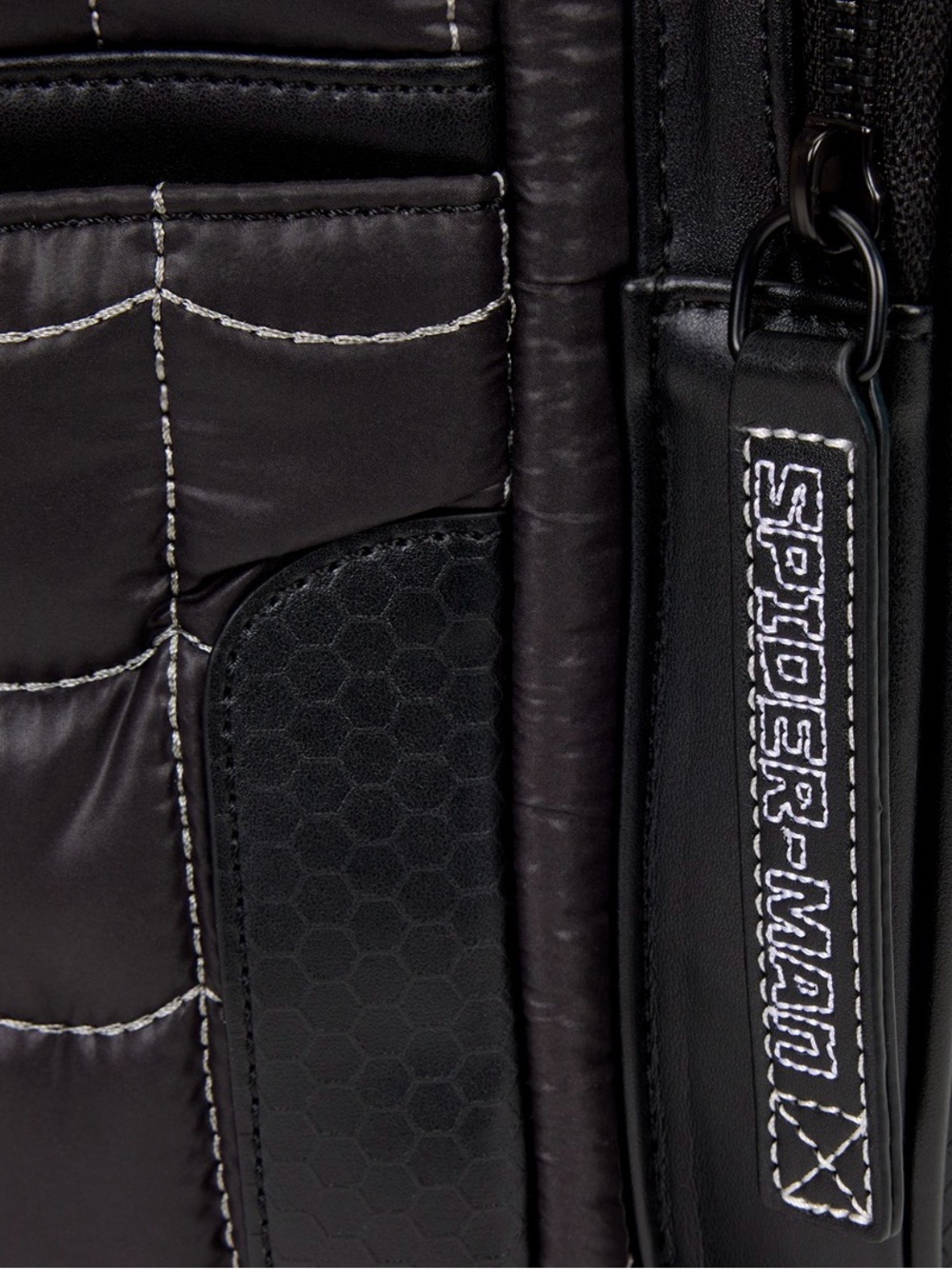 Spider-Man Black & White Suit Cosplay Quilted Full-Size Backpack NWT - Picture 4 of 5
